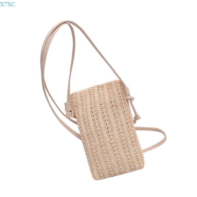 X7XC Stylish Hollow out Straw Shoulder Bag Large Handbag for Ladies Casual Use