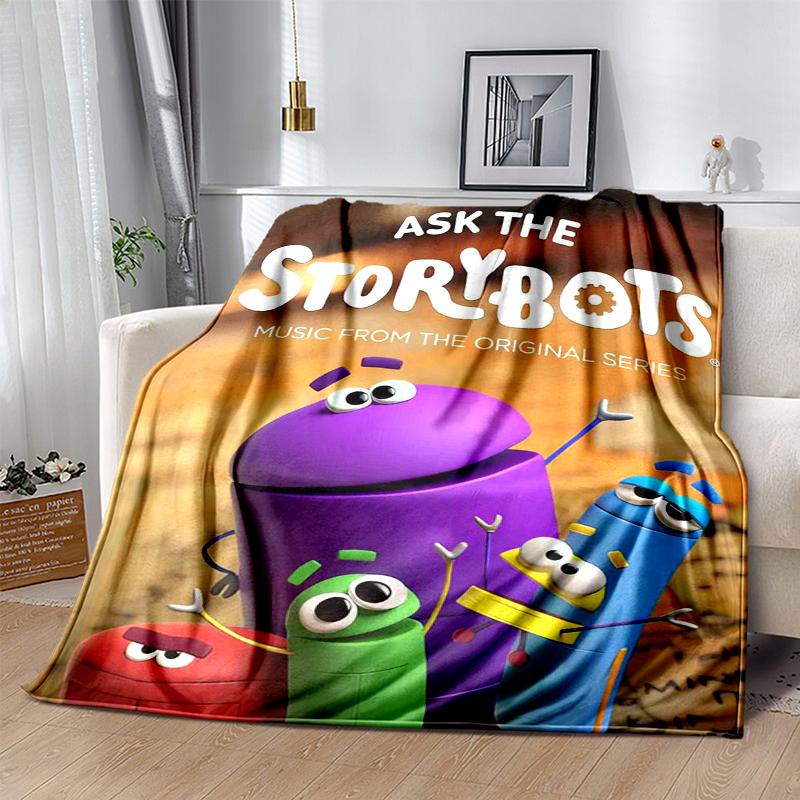 Ask the StoryBots Flannel Blanket Soft Warm All-Season Throw, Design for Camping, Car Travel, Hiking Sofa, Bed, Office Perfect Gift for Parties