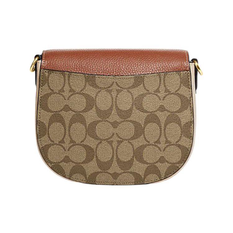 Coach Morgan 20 Classic Monogram Print Flap Closure Leather Saddle Bag Women Shoulder Bag Brown Rust CE565-IME7V