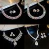 Korean Rhinestone Water Drop Pendant Earrings & Clavicle Chain Set: Versatile, Luxurious Jewelry