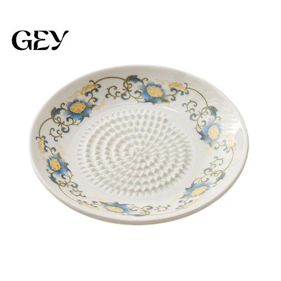 Grated Garlic Serving Dish Ceramic Grinder, Multi-Functional Grating Plate, Manual Ginger Grater Zester Bowl, All-in-One Prep Mixing Dish, Kitchen
