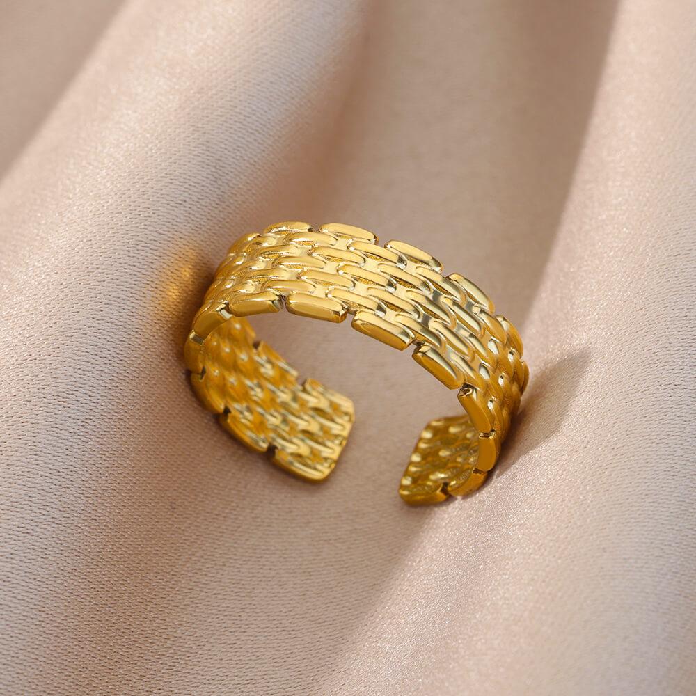 Opening Rings for Women Stainless Steel Gold Color Geometric Ring Fashion Simple Party Christmas Jewelry Gift