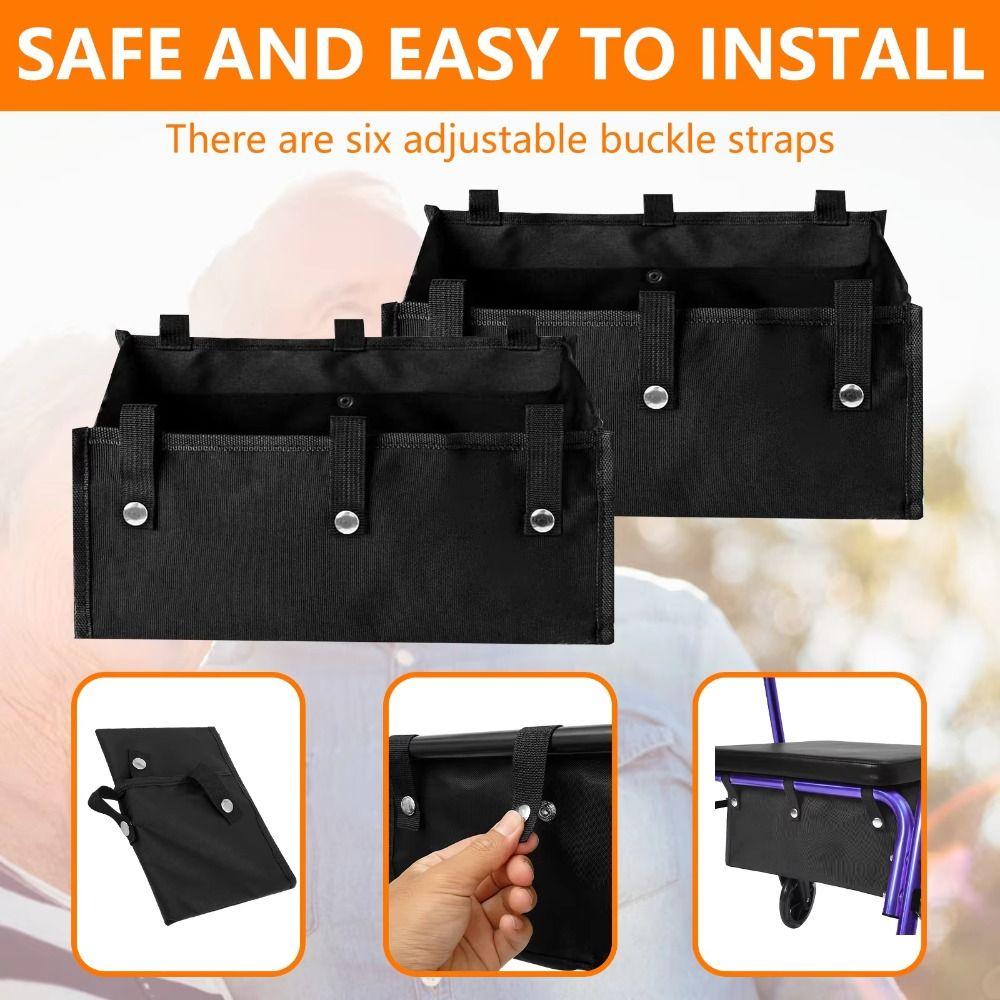 Foldable Wheelchair Storage Pouch Large Capacity Under Seat Pouch Four Wheel Rollator