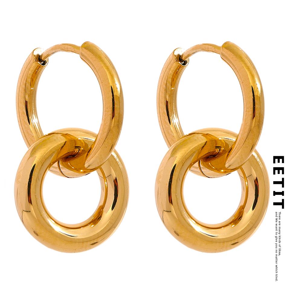 Eetit Круглые полые серьги-кольца из нержавеющей стали, очаровательные металлические серьги с PVD-покрытием 18 К, водонепроницаемые, Высокое качество, повседневные ювелирные изделия, подарок 2023
