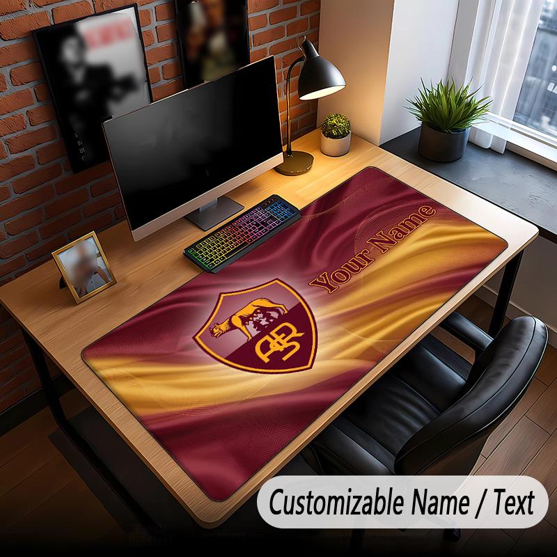 Large Mouse Pad AS Roma FC Print Custom Name Text Desk Mat for Office Gaming
