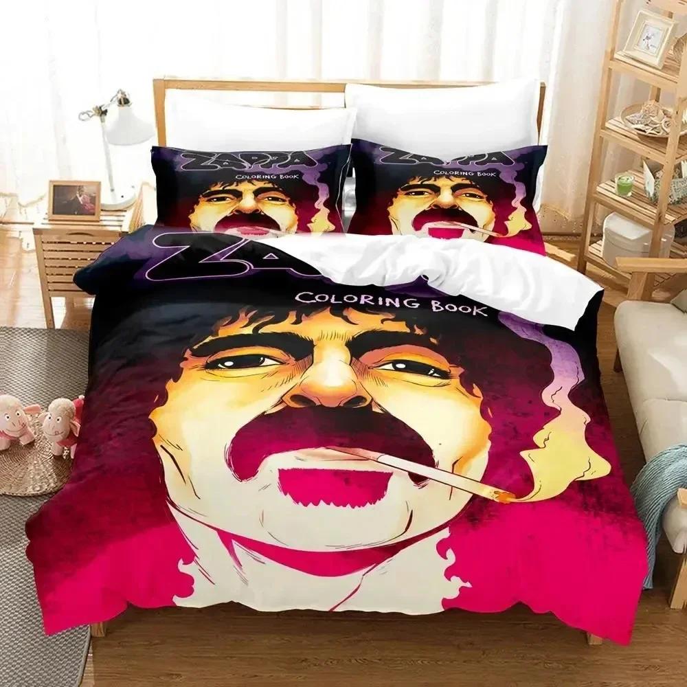 3D Print Frank Zappa Singer Bedding Set Printed Bed Set With Pillowcase Bed Duvet Cover Soft Queen King Size Bedclothes Home