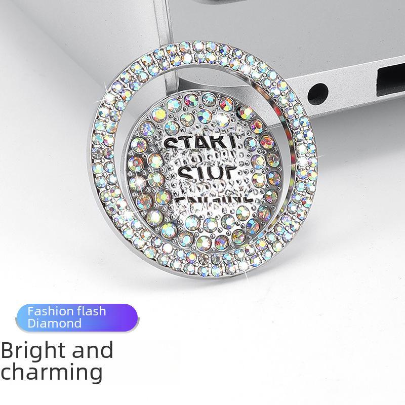 Кольцо-наклейка на кнопку запуска автомобиля Crystal Diamond - универсальная декоративная крышка для интерьера