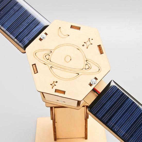 DIY Solar Artificial Satellite Model Kit Educational Handmade Wooden Puzzle Moon Rover