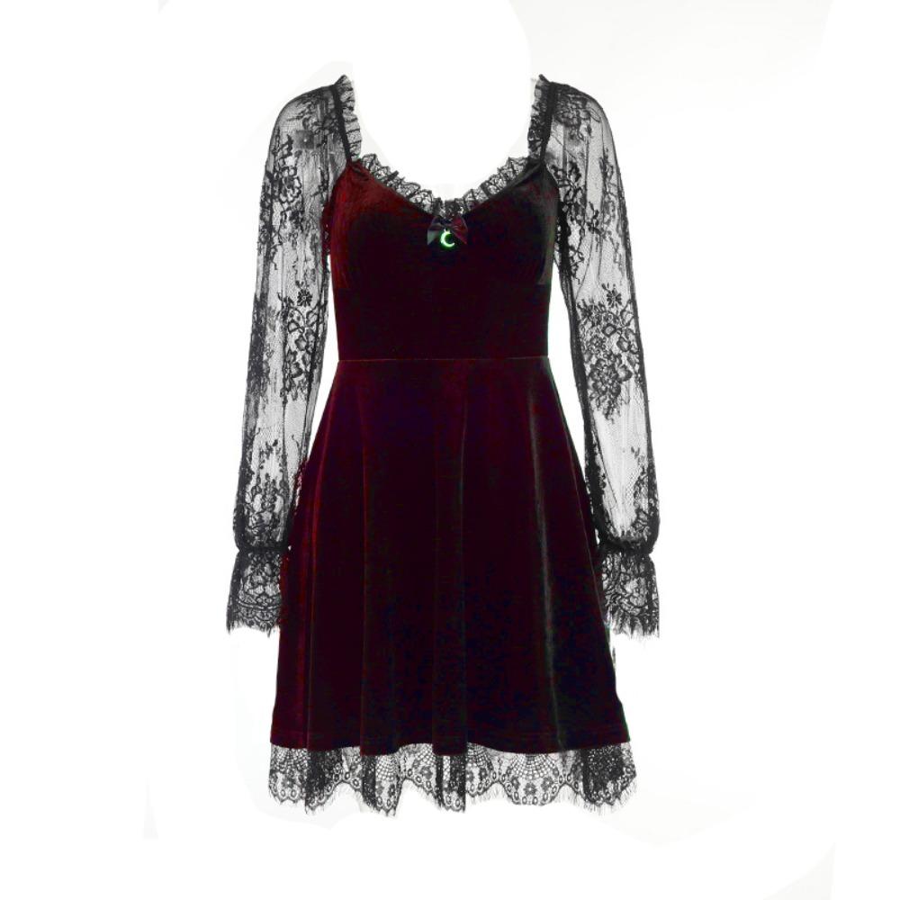 Прозрачное готическое платье для женщин Y2k пэчворк бархатная юбка А-силуэта лето