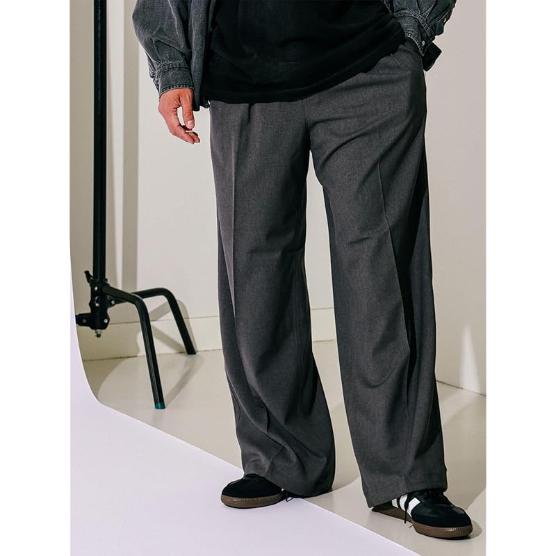 [Beams] Pants 2 Pleats Wide Slacks Men's GREY M 11230581120