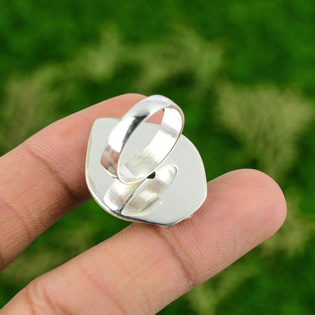 Natural African Amethyst 925 Silver Multi Stone Adjustable Ring For Girls