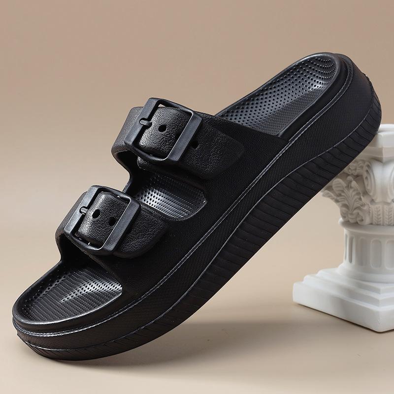 Мягкая подошва Eva Cloud Тапочки Женские летние сандалии с подушками Женские шлепанцы Двойная пряжка Плоский каблук Нескользящие домашние шлепанцы