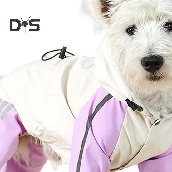 Дождевик для собак, водонепроницаемый дождевик с капюшоном, пончо с полным покрытием, светоотражающими полосками и отверстием для поводка для маленьких и средних собак