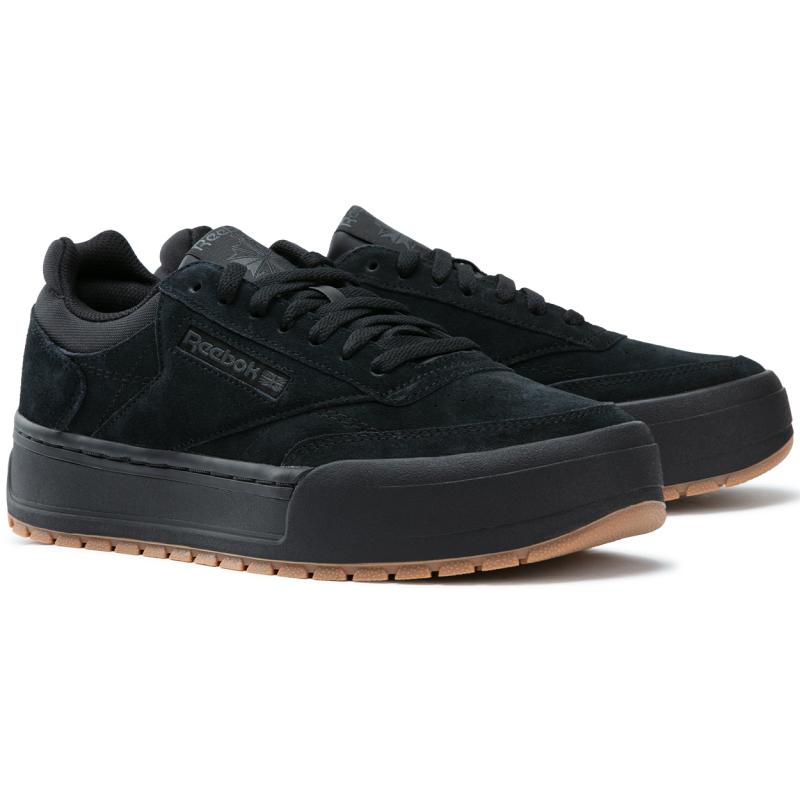 Reebok CLUB C MEGACOURT Износостойкие Увеличивающие рост Низкие кеды для скейтборда Унисекс Черные Кроссовки Воин 100221379