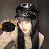 Dark Retro Rivet Punk Cap PU Leather Painter Hat Halloween Decoration Gothic Spike Cap  Hip Pop Cap