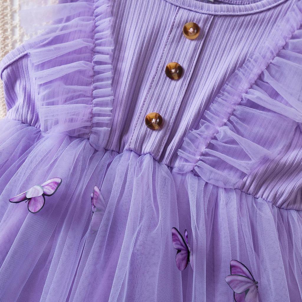 Одежда для маленьких девочек, летнее платье с 3D бабочками для малышей, детское платье на подтяжках, тюлевые платья-пачки с рюшами, детское платье принцессы на день рождения