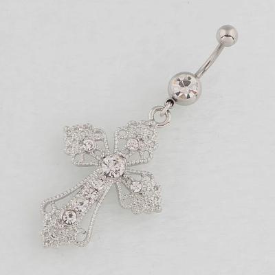 Гипоаллергенное кольцо-крестик для пупка - Изогнутая штанга из нержавеющей стали Украшения для пирсинга тела