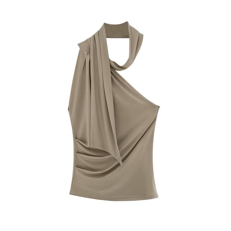 Тайский топ без рукавов с завязками на шее - Уникальный летний дизайн с открытыми плечами для женщин 2026