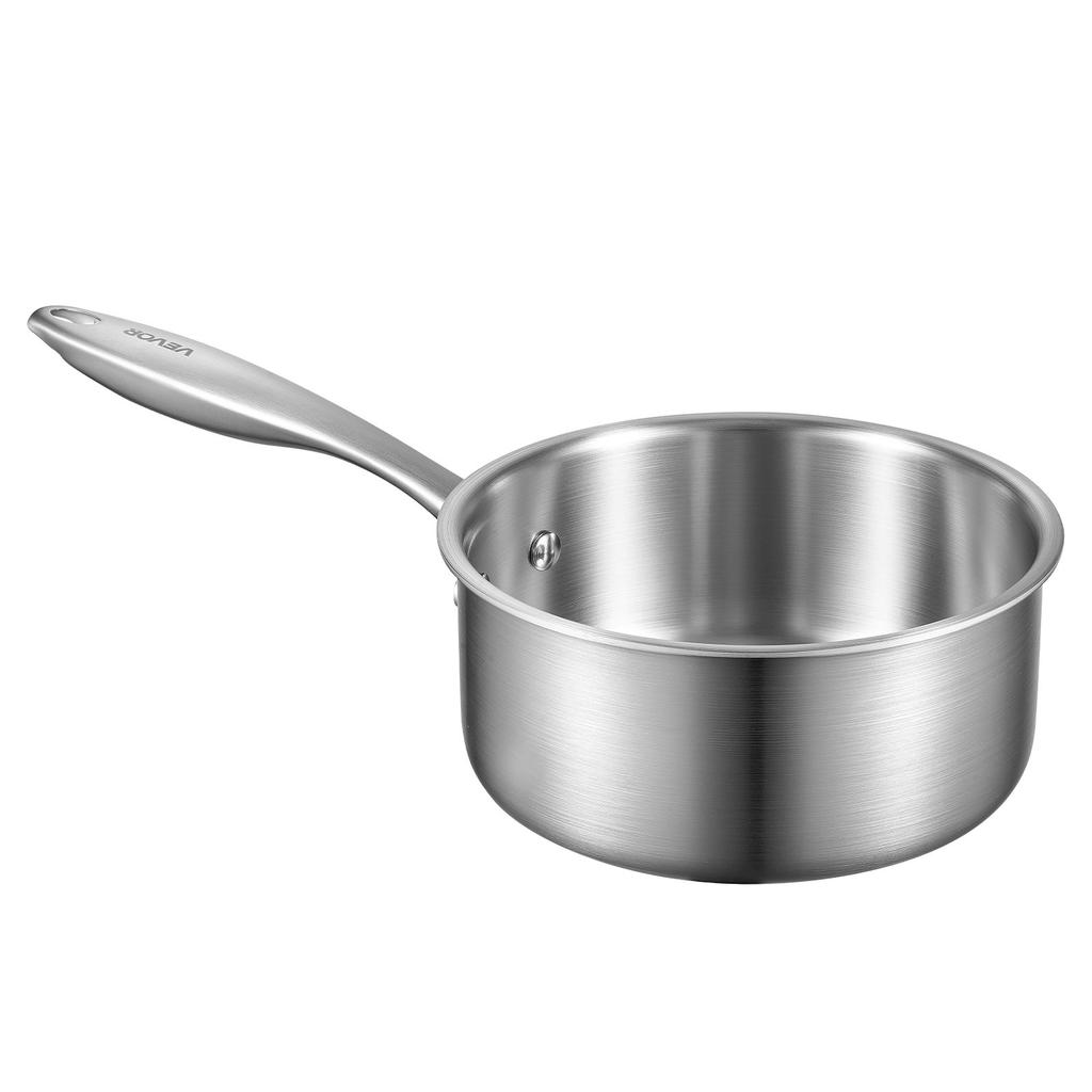 VEVOR 1.5 QT Saucepan, Stainless Steel Saucepan with Glass Lid, Multipurpose Nonstick Stainless Steel Small Cooking Sauce Pot with Ergonomic Handle