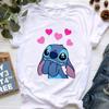 Disney Lilo Stitch Cute Cartoon Print Women T-Shirt Summer Streetwear Short Sleeve T Shirt Fashion Casual Female Clothes Tops