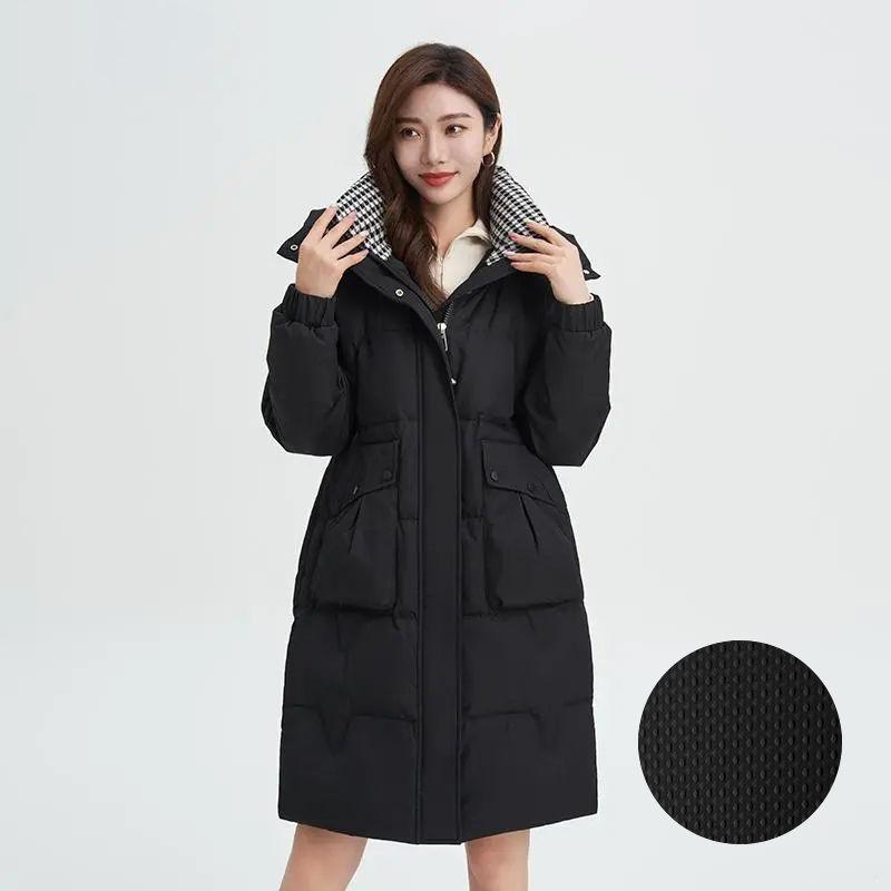 Длинная хлопковая куртка свободного покроя с капюшоном и воротником-стойкой в ​​корейском стиле, зимняя верхняя одежда