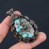 Tibetan Turquoise Gemstone Copper Wire Wrap Handmade Pendant Jewelry Gift For Love