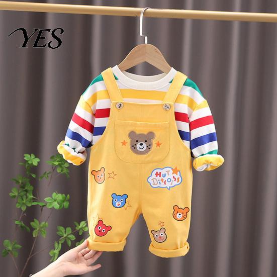 Small Dog Clothing Colorful Striped Jumpsuit, Cute Bear Prints, Cozy Cartoon Pattern Wear Puppy Onesie Clothes, Four-Leg Outfit for Dogs Jumpsuit