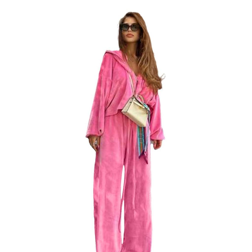 25-я годовщина Ранняя осень Мода Золотой бархат Молния Кулиска Повседневный комплект для женщин