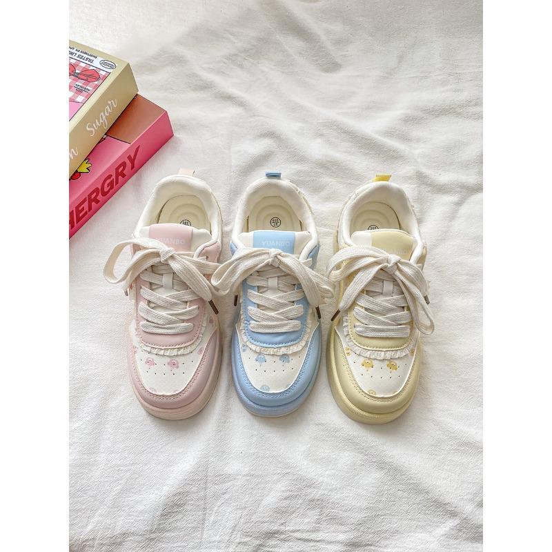 Маленькие белые туфли на толстой подошве женские студенческие 2 новые универсальные дышащие повседневные кеды туфли-батон женские