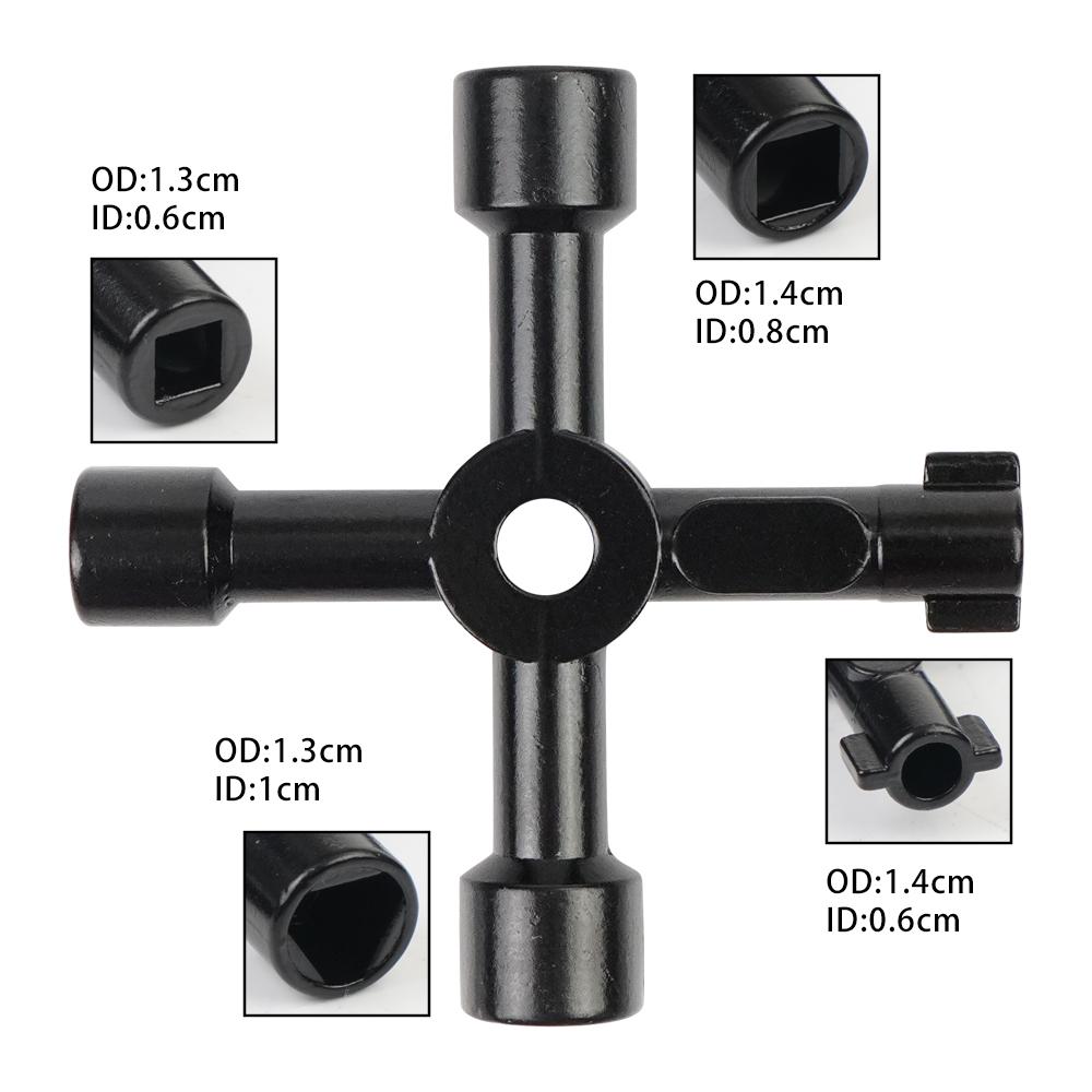 Универсальный 4-х сторонний крестообразный треугольный гаечный ключ, ключи для электрических шкафов, универсальный ключ, подходящий для крана, газового счетчика, клапана, кранов