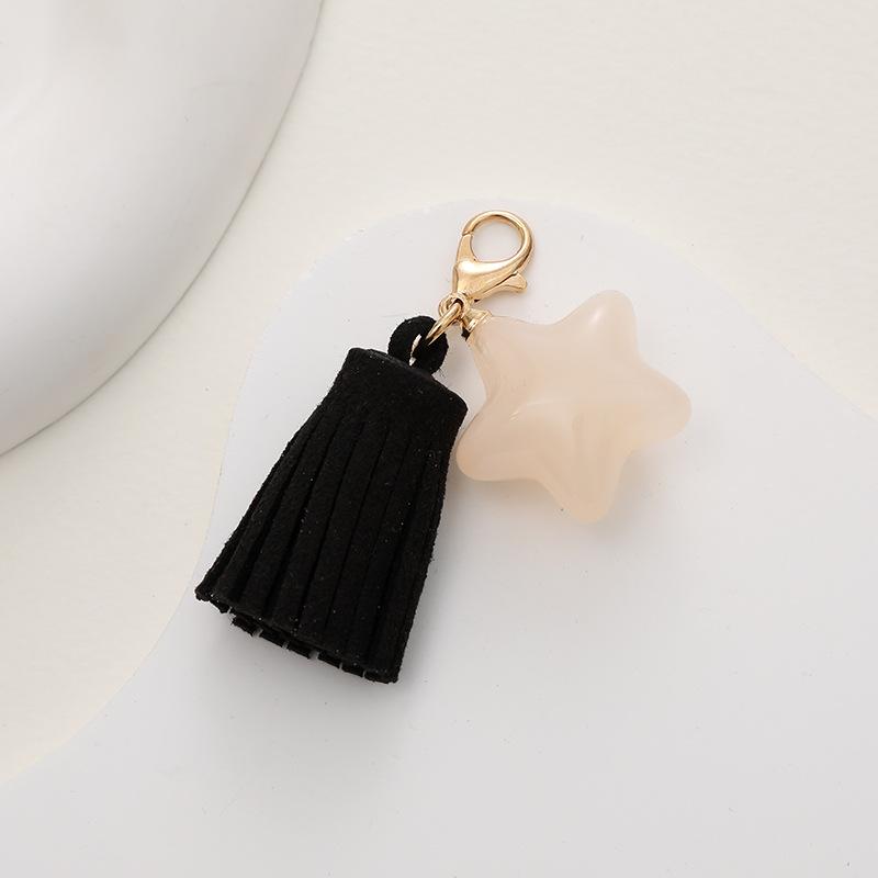 New Fashion Candy Color Five-pointed Star Keychain Pendant Korean Velvet Tassel Mobile Phone Case Pendant Pendant Small Gift