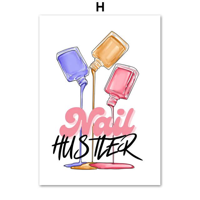 Пластина для лака для ногтей, ручной маникюр, модная иллюстрация, художественная картина на холсте, плакаты на скандинавскую тему, принты, настенные картины, декор для комнаты, салона, без рамки