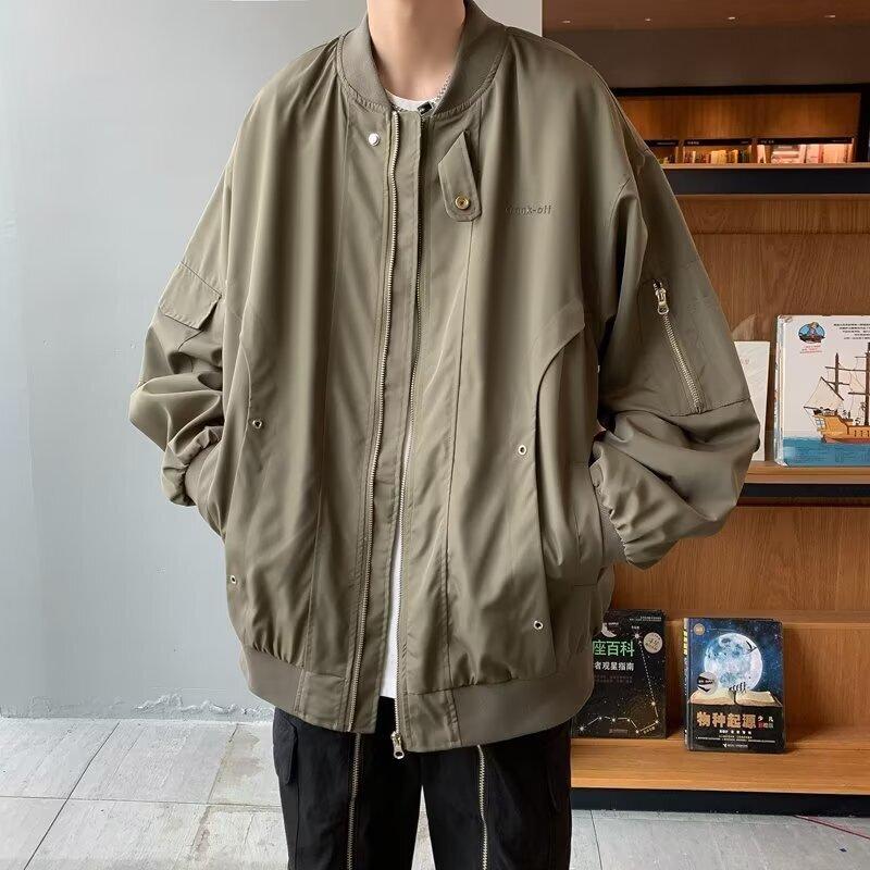 Легкая роскошная американская ретро-куртка-бомбер на молнии, бейсбольная майка для мужчин и женщин, повседневная куртка для инструментов, универсальная