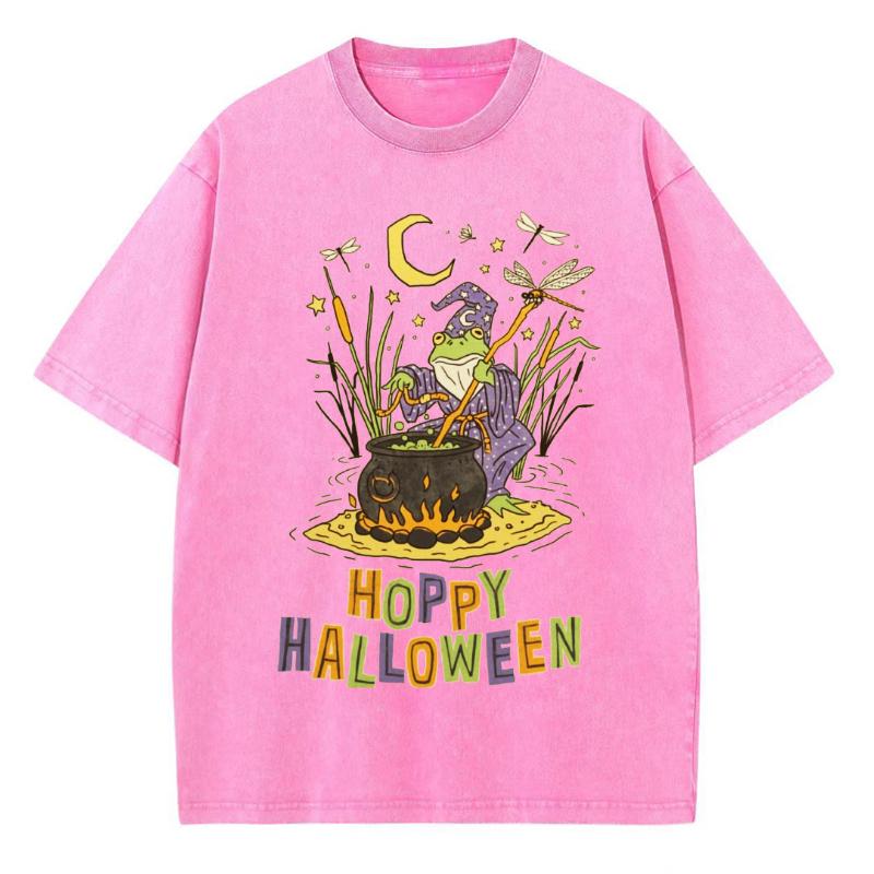 Счастливого Хэллоуина Принт Ведьмы Женская Футболка для стирки Оверсайз Круглый вырез Дышащая Короткий рукав Крутой топ Мужской