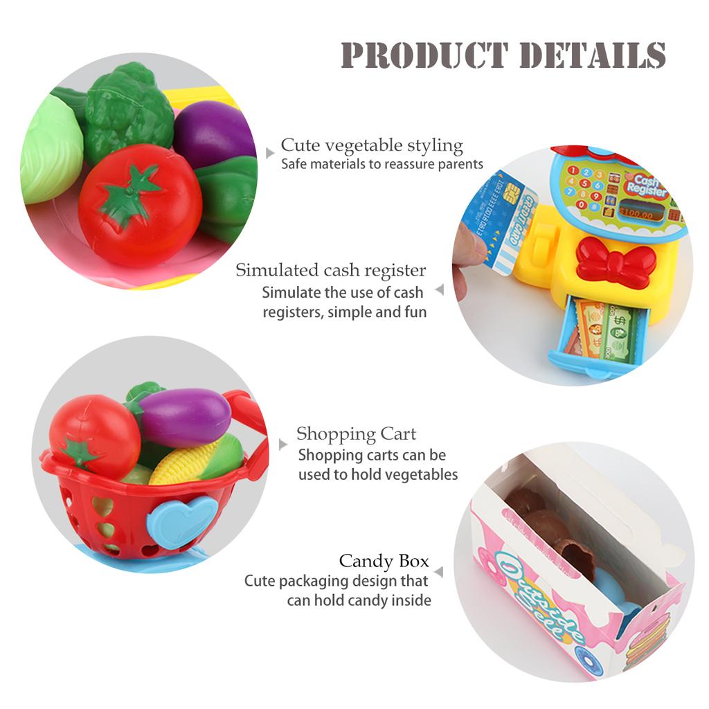 Игрушечный кассовый аппарат, игровой калькулятор, наличные, игровые деньги, мороженое, овощи, электронный калькулятор, реалистичный для детей от 3 лет