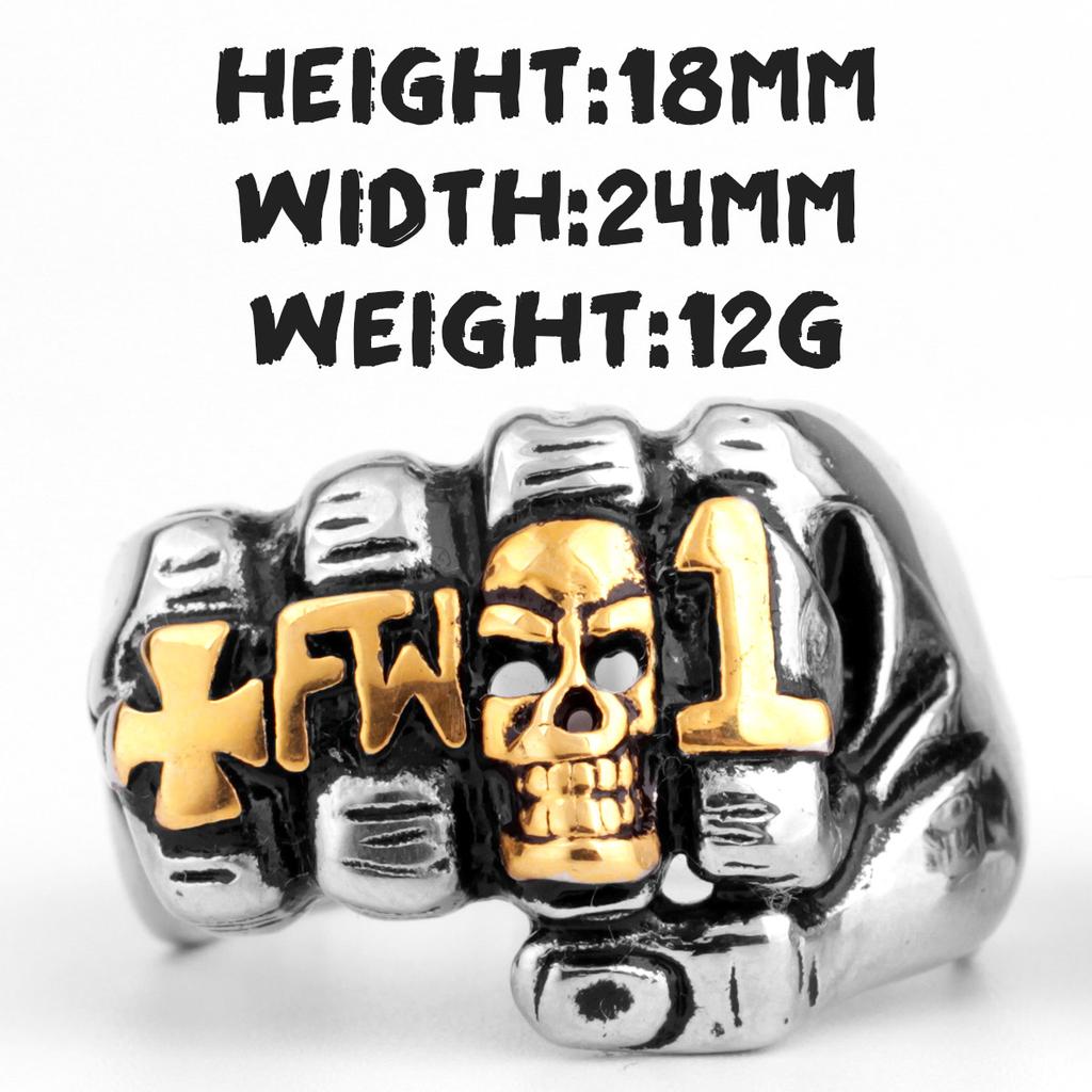 Fist Punch Skull Men Rings Punk Hip Hop Personality Trendy for Boyfriend Male Stainless Steel Jewelry Creativity Gift Wholesale 3