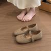 Ретро туфли Мэри Джейн с круглым носком и плоской подошвой, женские, лето 2025, новые, поздний вечерний ветер, мягкая подошва, с мелким вырезом, туфли бабушки Дуду