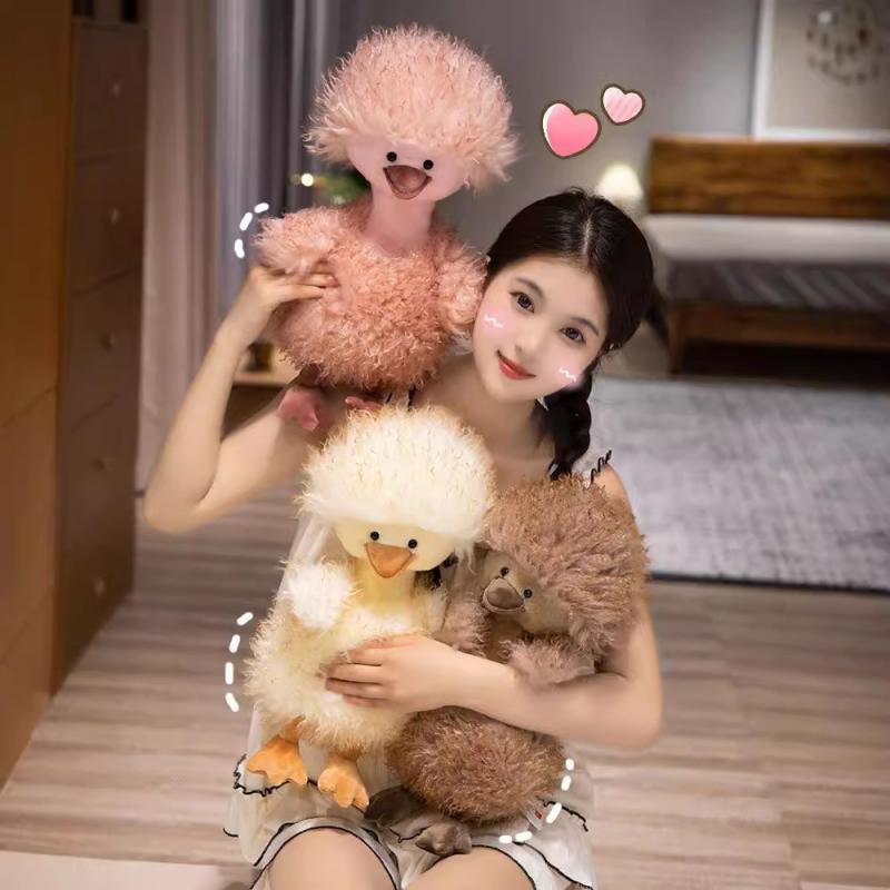 Fluffy Duck Plush Toy Cute Yellow Duck Stuffed Animal Adorable Duckling Doll Pillow for Girls Sleep Cuddle Birthday Gift