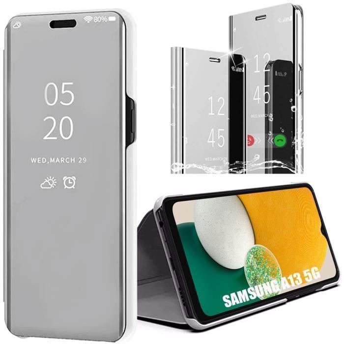 Coque - BOOLING - pour Samsung Galaxy A13 5G - Argenté - Fenêtre Translucide - Semi-rigide