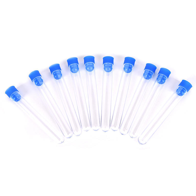 10Pcs 15X100Mm Clear Plastic Test Tubes Hard Plastic Test Tube With Wing Plug