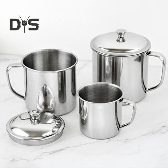 Стакан для воды из нержавеющей стали с ручкой-крышкой, кружка для горячих и холодных напитков для кемпинга, пикника, барбекю, устойчивый к коррозии, легкоочищаемый, одностенный, воздушный, пивной стакан