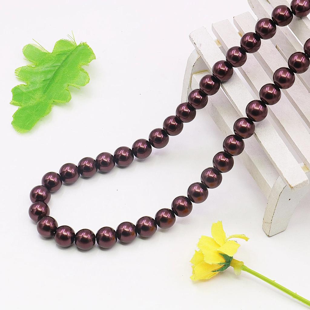 10mm Brown Shell Pearl Round Beads Necklace, Easy Wear Neck Chain,5cm Extension Line, Gifts for Women/girls,Jewelry Making/design