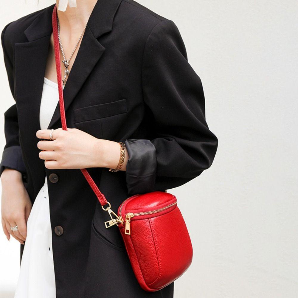 Lightweight Cell Phone Bag PU Leather Cowhide Shoulder Bag Small Mini Small Crossbody Bag Women