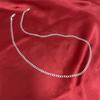 925 Sterling Silver Single Buckle Necklace 4mm Chain For Woman Man Wedding Engagement Party Jewelry