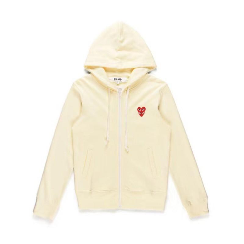 CDGplay Hoodie Couples Winter Heart Print Stand Collar Zip Sweatshirt Men Women