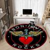1 шт. Коврик Bon Jovi, Rocks Office Круглый - Идеально для Офиса или Кабинета, Машинная Стирка, Нескользящая Основа, Декоративный Напольный Коврик