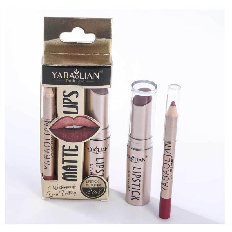 Lipstick Lip Line 2-в-1 Карандаш для губ с антипригарным покрытием Стойкая водостойкая матовая помада Набор помад 12 цветов