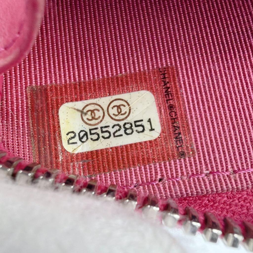 Used CHANEL Matelasse Coin Case Pink Round Zipper