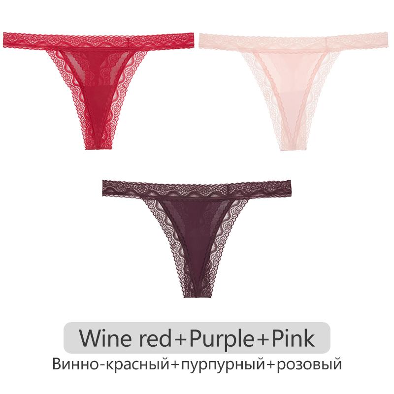 Женские стринги 3 шт./компл. кружевные трусики-стринги женское сексуальное нижнее белье с Т-образной спинкой S-XL женские стринги нейлоновые стринги нижнее белье 2023