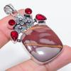 Natural Noreena Jasper, Garnet 925 Sterling Silver Jewelry Pendant 2.36" H4A58